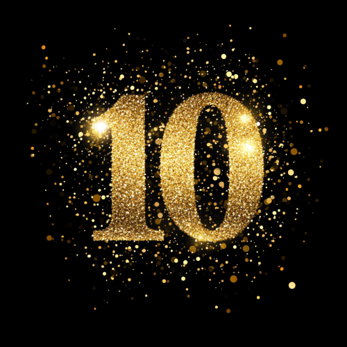 Shimmering black-gold background with subtle number 10 blend. Shimmering black-gold background with subtle number 10 blend.