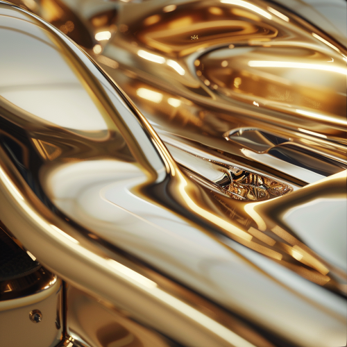 Shiny gold car part shown up close