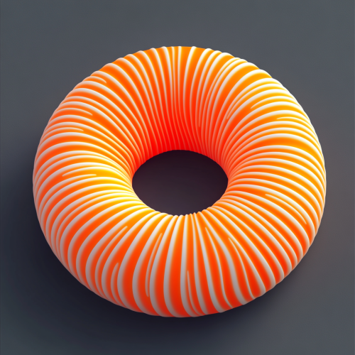 Shiny orange donut on gray background