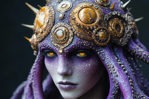 Shiny purple tentacles cyberpunk stand-alone headdress image