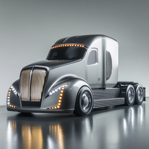 Shiny silver semi-truck with chrome details