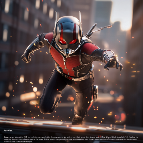 Shrunken superhero Ant-Man runs on giant kitchen table.