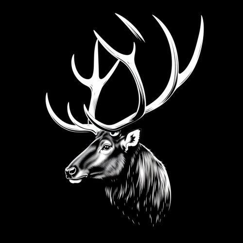 Side View of Large Elk Antlers Vector