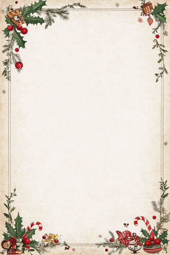Simple Christmas-themed border on plain letterhead template.