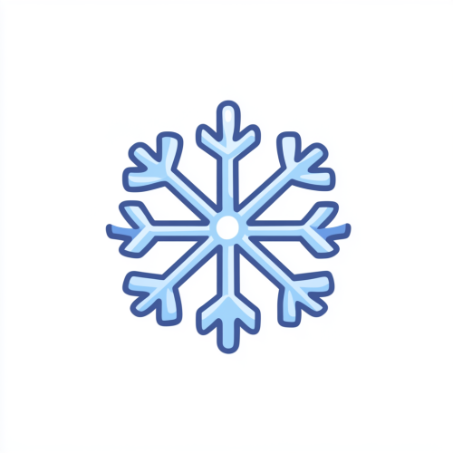 Simple blue snowflake illustration in minimalistic cartoon style.