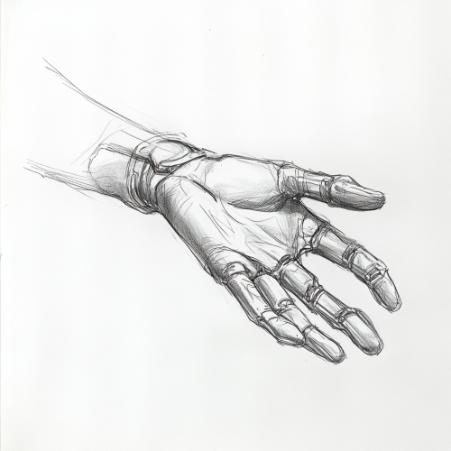 Single wrist sketch with metal attachment, ISO view concept.