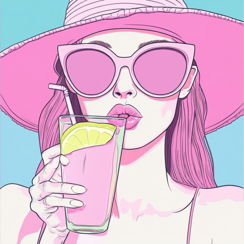 Sipping Lemonade in pop art style