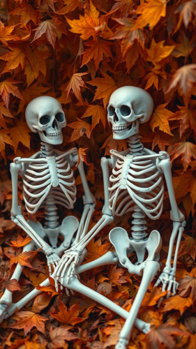 Skeletons in autumn leaves: serenity in decay.