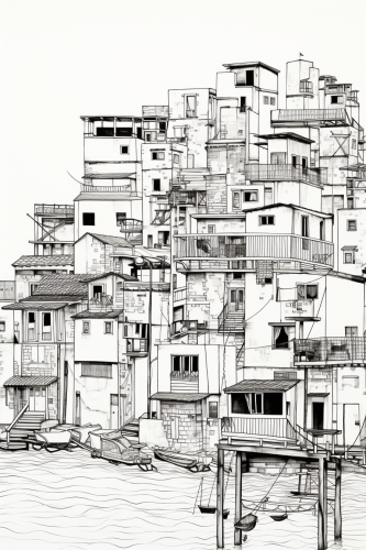 Sketch of city of Praia do Nautico, Fortaleza, architectural lines. Sketch of city of Praia do Nautico, Fortaleza, architectural lines.