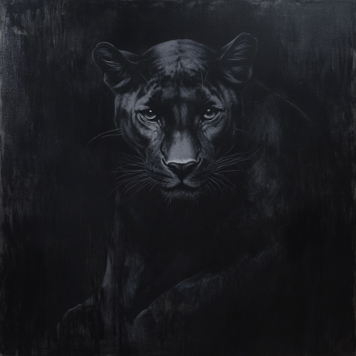 Sleek, powerful panther emerges from dramatic, moody darkness.