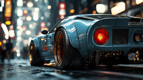 Sleek Gulf Blue Car Wheel in Closeup