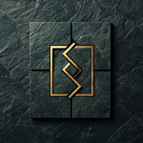 Sleek logo for hardscaping company with stone textures. Sleek logo for hardscaping company with stone textures.