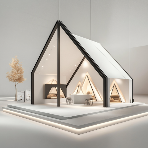 Sleek modern trade show booth featuring white tents