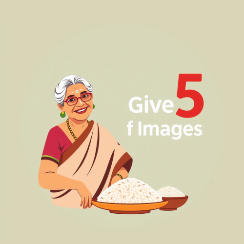 Smart South Indian Grandmother with Rice Plate Logo