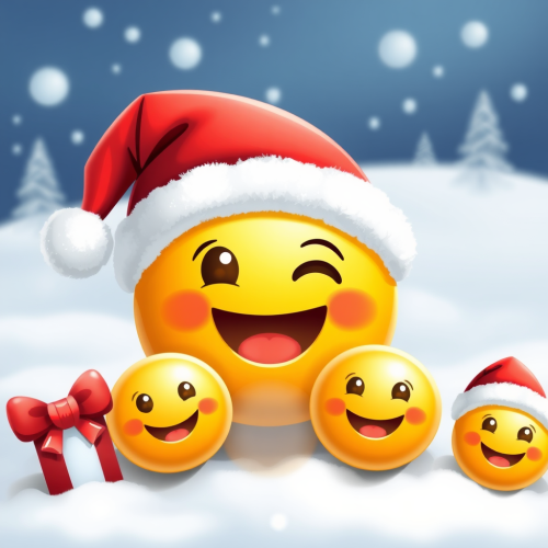 Smiley Emojis Celebrating Christmas