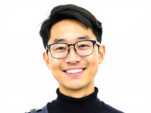 Smiling East Asian Man with Glasses Portrait