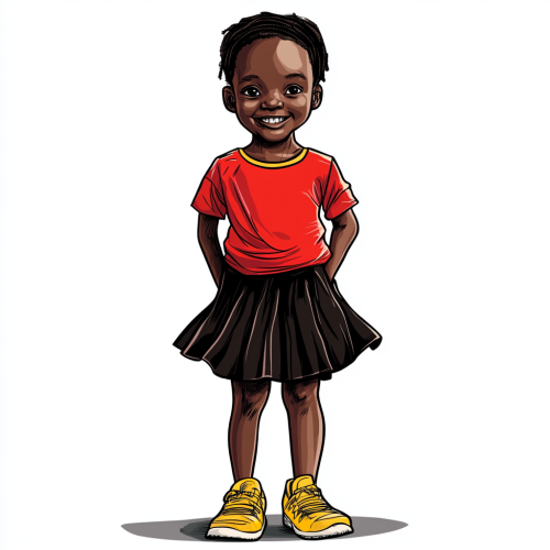 Smiling South Sudanese girl in colorful outfit