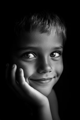 Smiling Young Boy in Close-Up Portrait