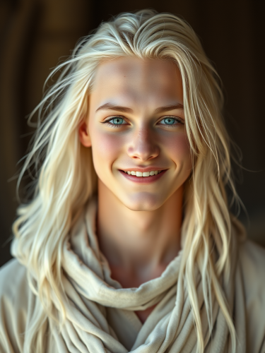 Smiling Youthful Man with Tribal, Ethereal Aura