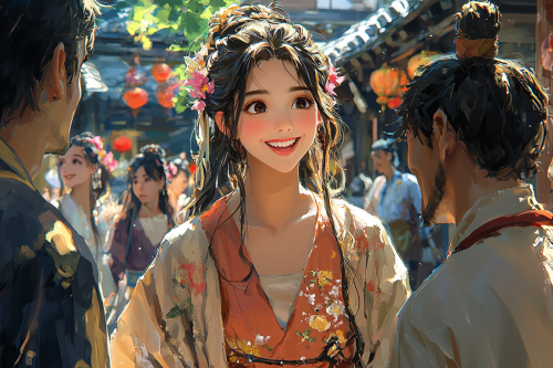 Smiling group creating well with vivid colors and details.