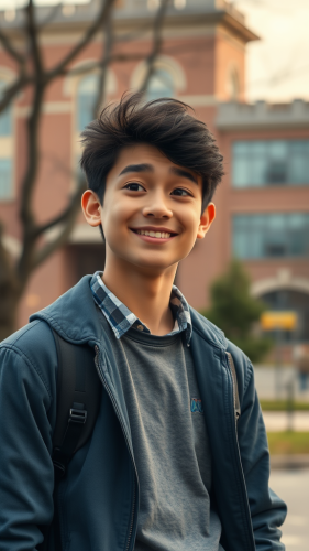 Smiling student faces school challenges, hopeful for solutions