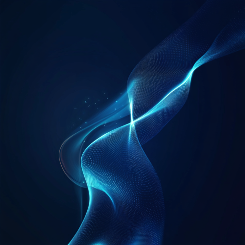 Smooth blue lines and curved shapes with sleek glow.