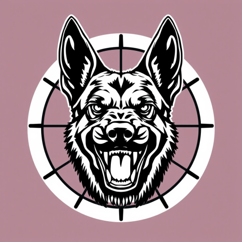 Snarling Belgian Malinois Head in Crosshairs Logo