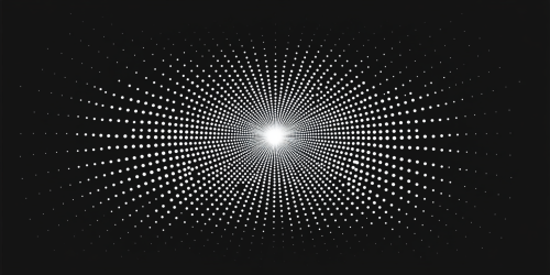 Snowflakes on black background, evenly spaced minimalistic design.