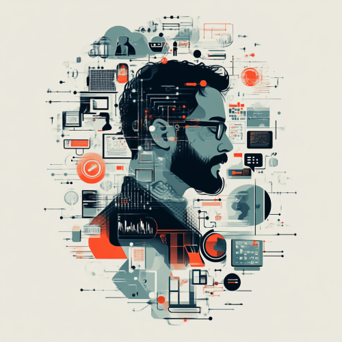 Software Engineer Surrounded by Programming Icons