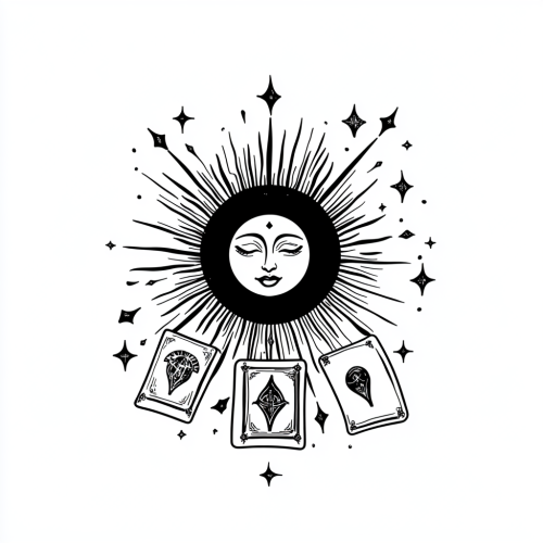 Soleil Tarot Business Logo Design Witchy Boho Sun Tarot Cards Line Art