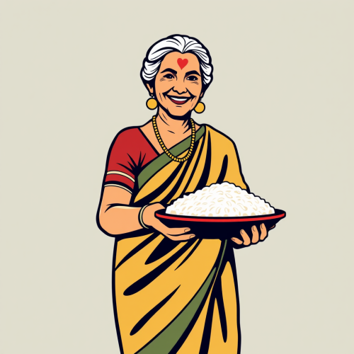 South Indian Mother with Rice Plate Logo South Indian Mother with Rice Plate Logo