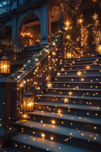 Sparkling Staircase: A Magical Christmas Decor