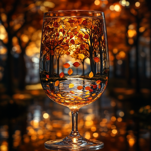 Sparkling autumn park in a crystal glass