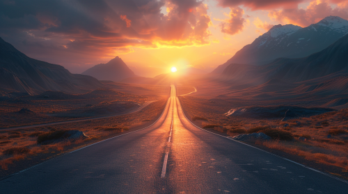 Spiral Highway: Sunrise in Hyper Realistic Style Spiral Highway: Sunrise in Hyper Realistic Style