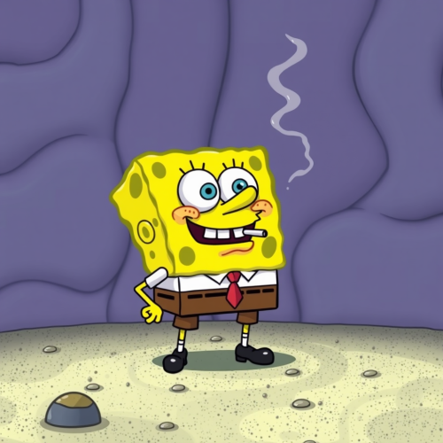 SpongeBob in Realistic Style Smoking a Cigarette SpongeBob in Realistic Style Smoking a Cigarette