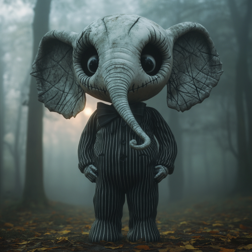 Spooky Elephant in Jack Skellington Costume Forest