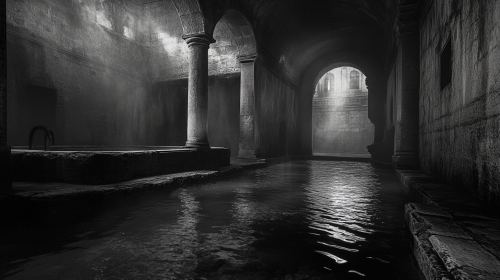 Spooky Roman Baths at Midnight with Evil Water