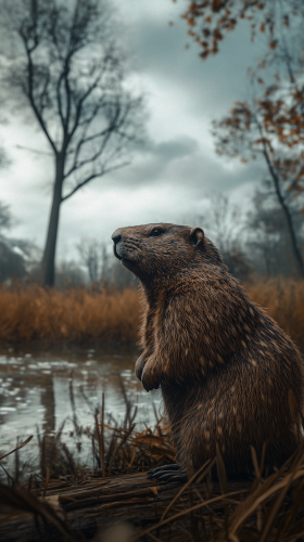 Spring Near: Overcast Sky with Phil the Groundhog, 1887