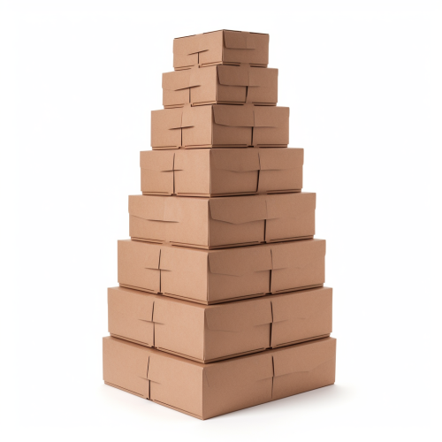 Stacked Pizza Boxes on White Background
