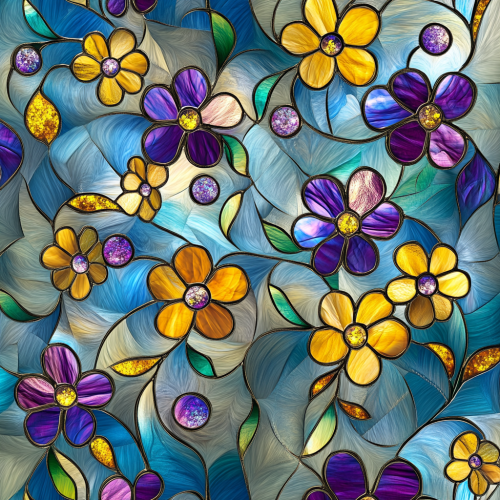 Stained glass style floral design with vibrant colors. Stained glass style floral design with vibrant colors.