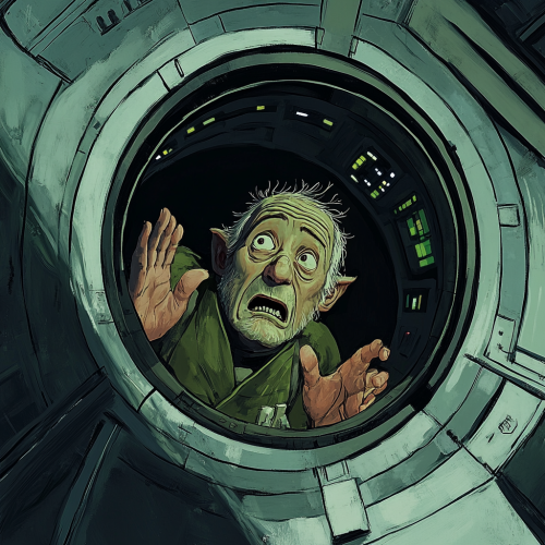 Star Wars picture book, old man in pod.