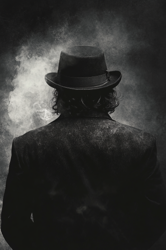 Steampunk Noir Novel Cover with Smoking Man