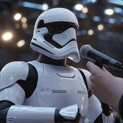 Stormtrooper Addressing at Futuristic Press Conference