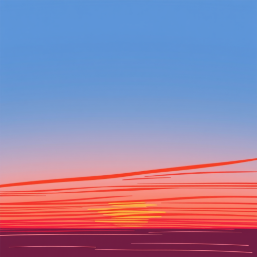 Striped Abstract Sunset with Realistic Sky