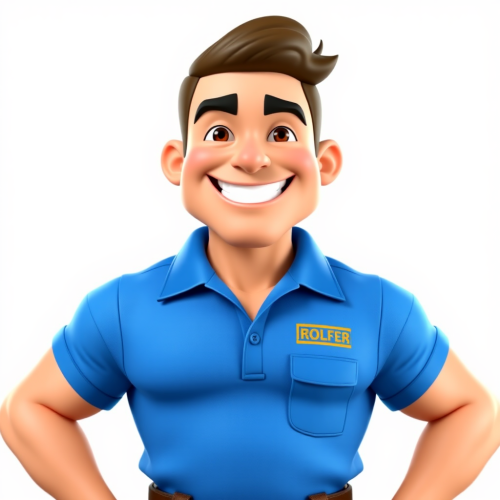 Strong Smiling Roofer Avatar in Blue Polo Shirt