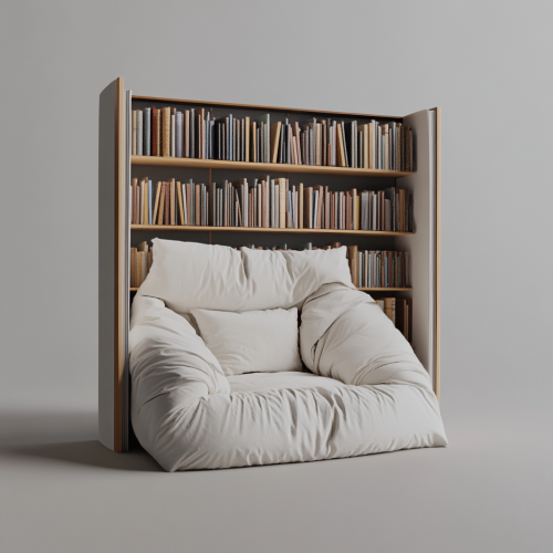 Studio Installation with Vertical Book Armchair & Shelf Studio Installation with Vertical Book Armchair & Shelf