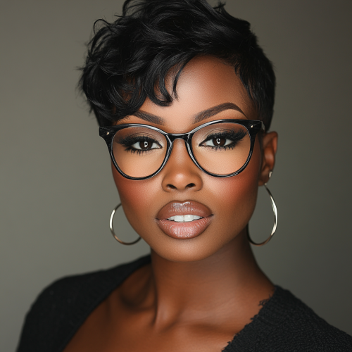 Stylish African-American woman hairstylist in fashionable urban setting