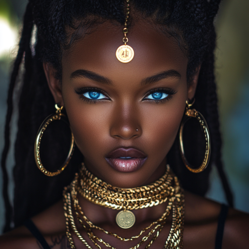 Stylish African Woman in Gold Jewelry