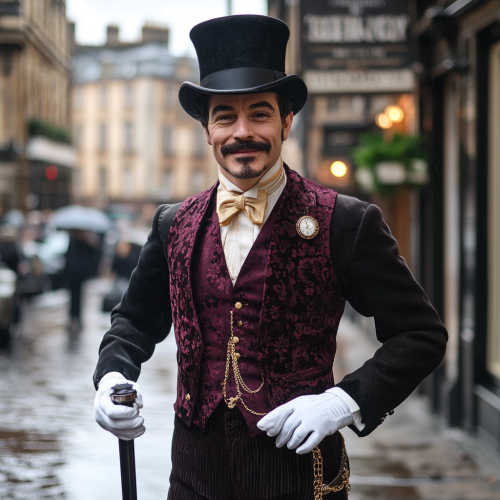 Stylish Gentleman in Glasgow City Rainy Scene