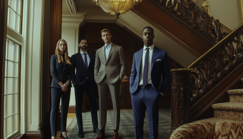 Stylish Golfer and Lawyers at Bristol Hotel Lobby